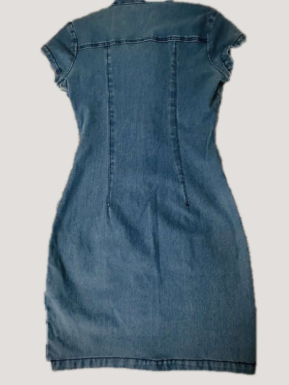 Guess Blue Denim Button-Front Mini Dress w/ stretch. - Picture 2 of 6